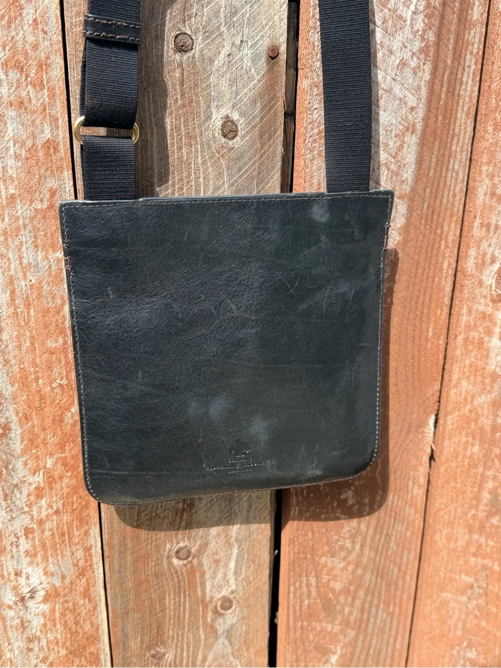 Black Leather Crossbody Bag with Adjustable Strap